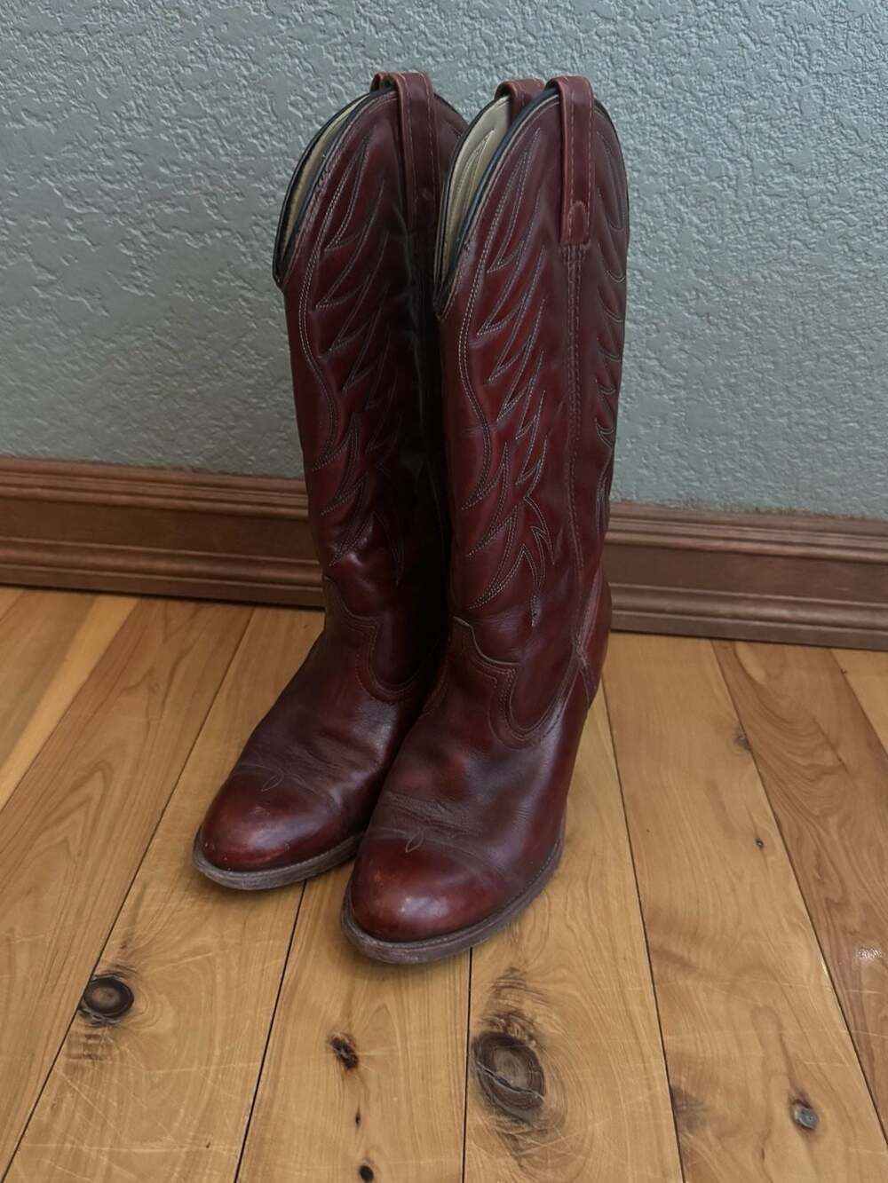 Vintage ACME Cowboy Cowgirl Boots Mid Calf Mahogany Pull On Women's 8M #5111